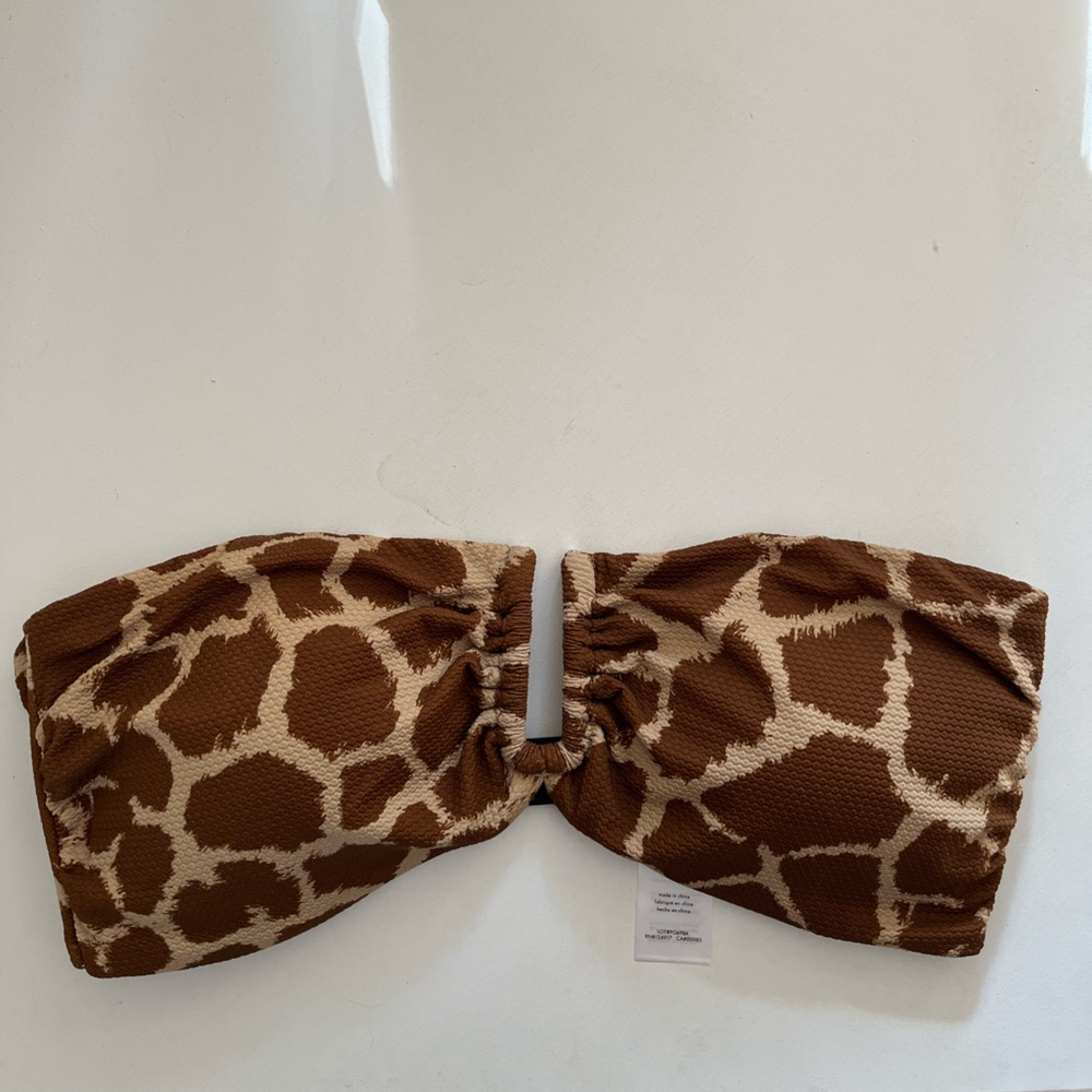 Onia Brown Giraffe Print Bikini Top